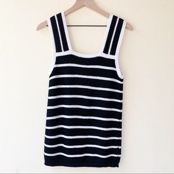 Loft Knit Striped Black & White Tank Top Blouse - Picture 4 of 7